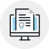 screen computer and diploma certification icon