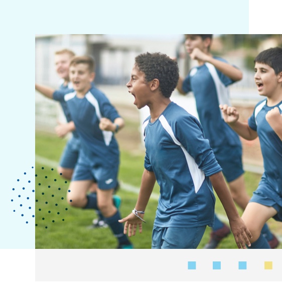 Students playing soccer