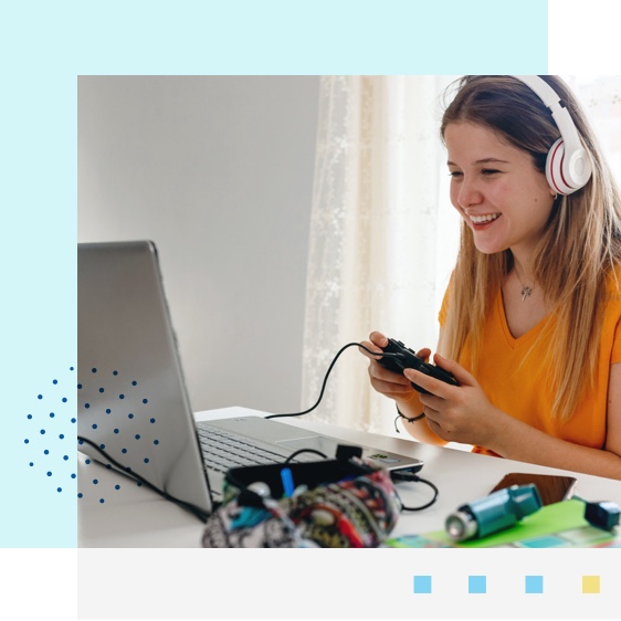 Student with a laptop photo