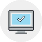 Illustration of a screen with a checkmark inside