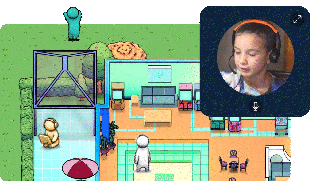 K12 zone gif image with a little boy using a headset