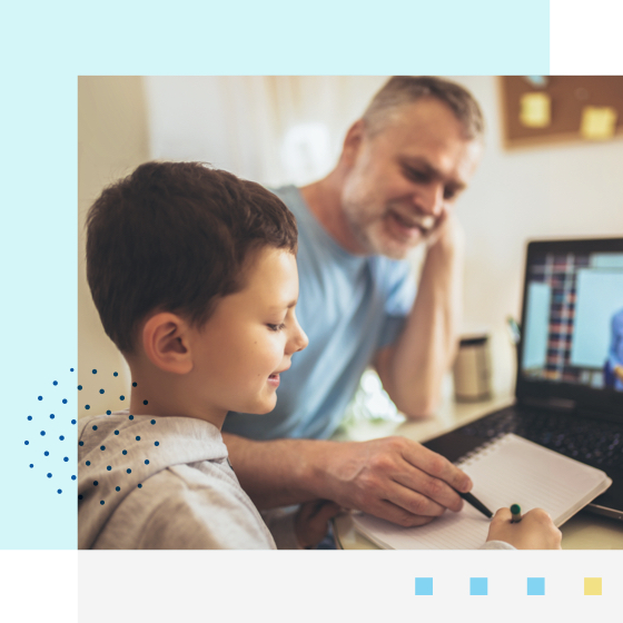 Father and son studying