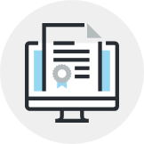 Illustration of a computer screen with a diploma inside