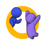 Two avatars jumping icon