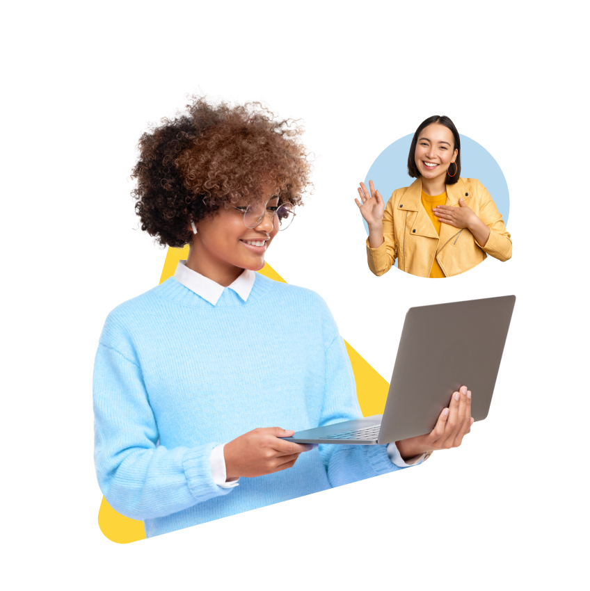 Student holding a laptop