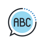 Letters inside a bubble chat icon