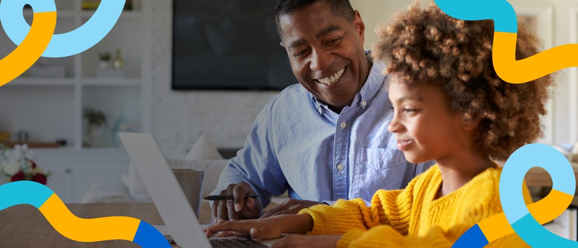 Father and his child working together