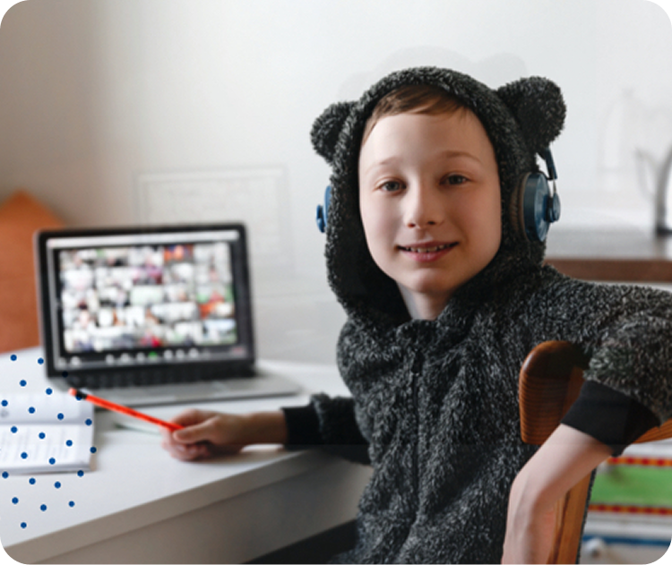 Student attending to an online class