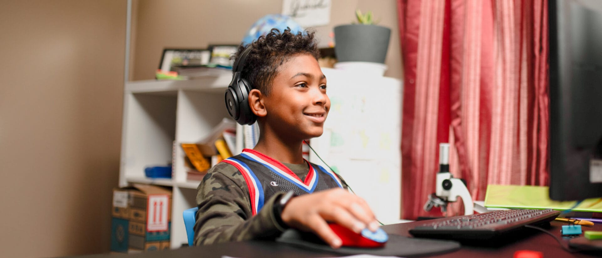Student attending to an online class
